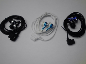 Earphones with flat terminals or external connection terminals, canal type
